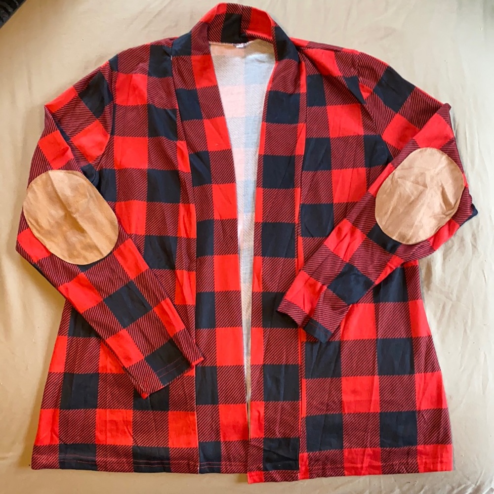 Buffalo Plaid cardigan.